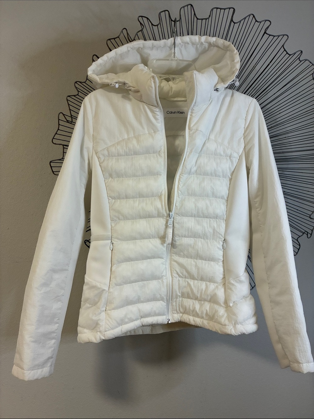 Calvin Klein White Puffer Jacket with Hood